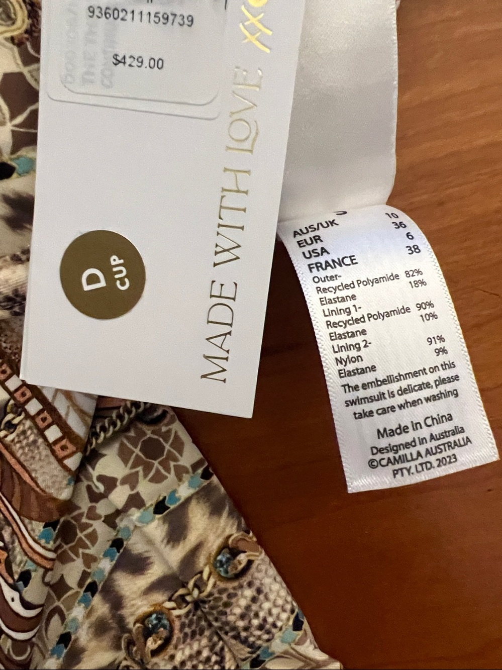 NWT Camilla Ththrone Wire Moulder Bra Beige Paisley One Piece Swimsuit Small - Picture 14 of 15